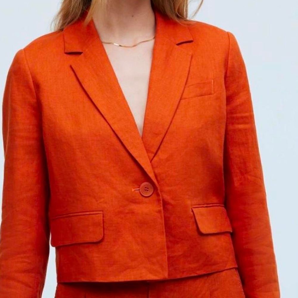 Madewell $148 Cropped Blazer 100% Linen NO903 - Picture 2 of 4